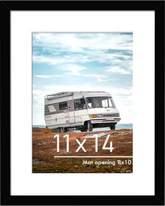 11x14 Picture Frame, Display Pictures 8 x 10 with Mat or 11 x 14 Without Mat for Wall Mounting Display, Photo Frames, Black