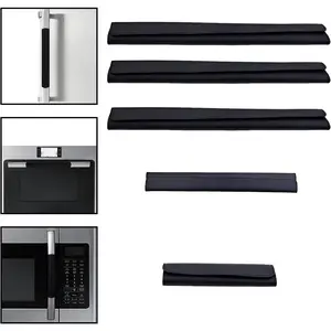 5 count Refrigerator Door Handle Covers, Adjustable Non-Slip Appliance Handle Covers for Fridge, Microwave, Oven, Dishwasher, Easy to Clean & Install, Charcoal Black