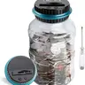 Large Piggy Bank for Boys Adults, Digital Coin Counting Bank with LCD Counter, 1.8L Capacity Coin Bank Money Jar for Adults, Designed for All US Coins (Blue)