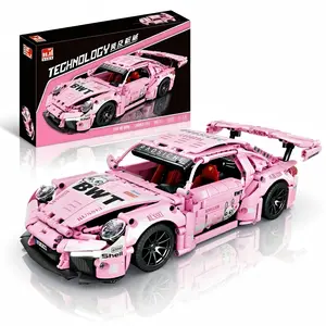 Pink Supercar Block Kits Model Car - 1288PCS 1:14 Technic Racing Car Blocks, Aesthetic Desk Decor Adult Race Car Building Set, DIY Collectible Supercar Gift for Teens & Adults