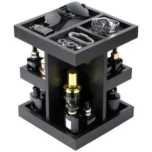360° Rotating Perfume Organizer, 3 Tier Wooden Perfume Shelf with Rotate,Desk Organizer,Gifts for Dad's Day, Husband Boyfriend Birthday Gift Ideas,Valentine's Day Gifts for Men