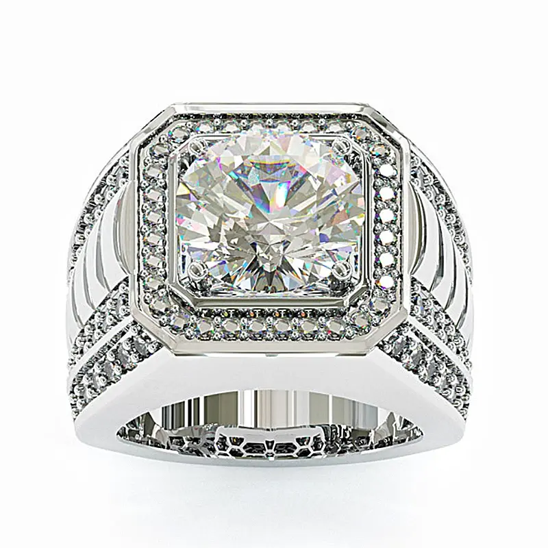 Aossio Royal Radiance Bold & Brilliant Men's Ring, Ideal as a Bold Engagement/Wedding Ring for Those with Extravagant Style.