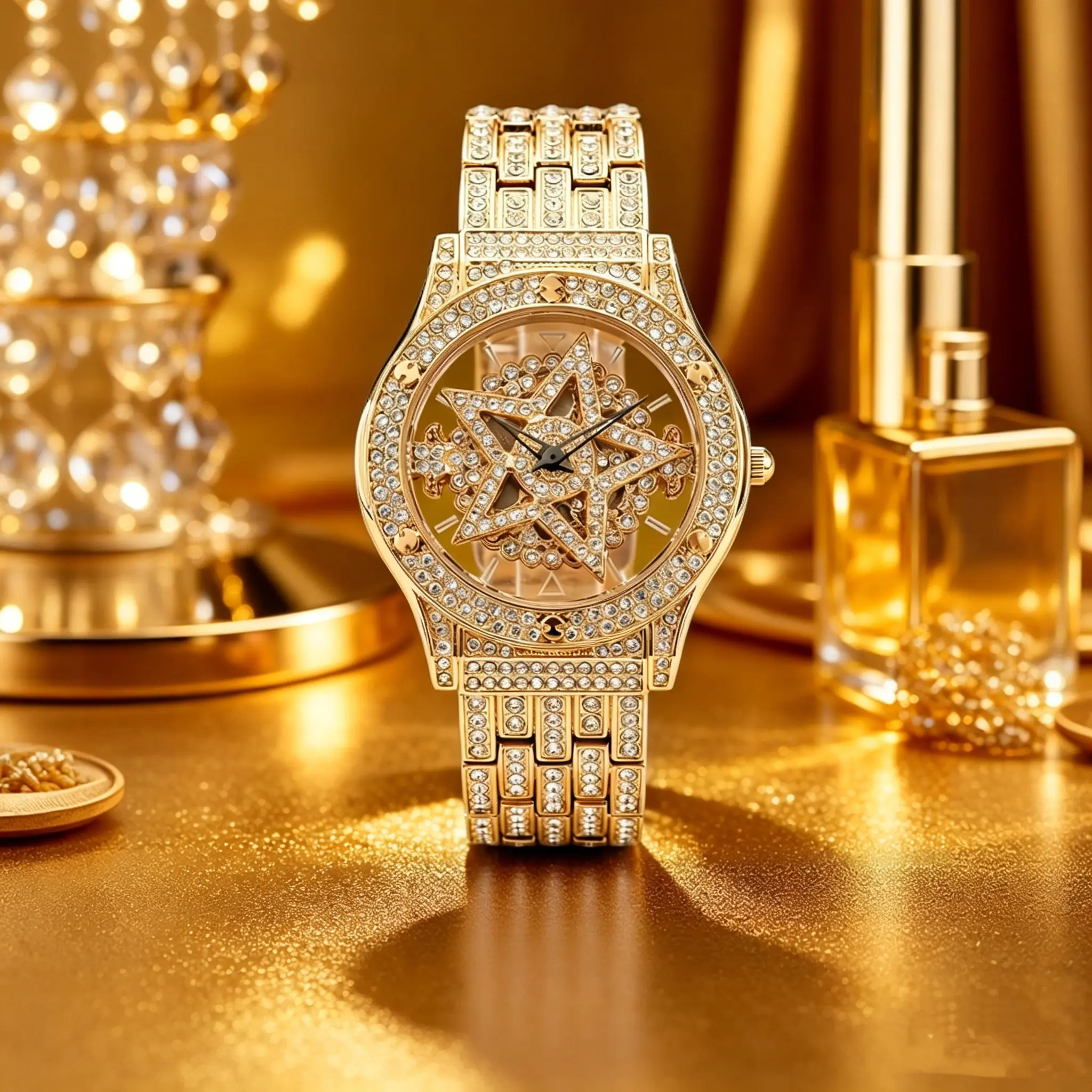 Luxury Rotating Star Watch Round Diamond Dial Quartz Watch, Classic & Versatile. Comes with adjustment tool, perfect for birthday and anniversary gifts