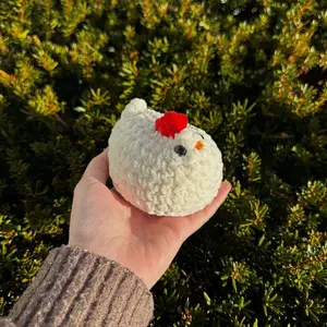 Cream hand-crocheted chicken