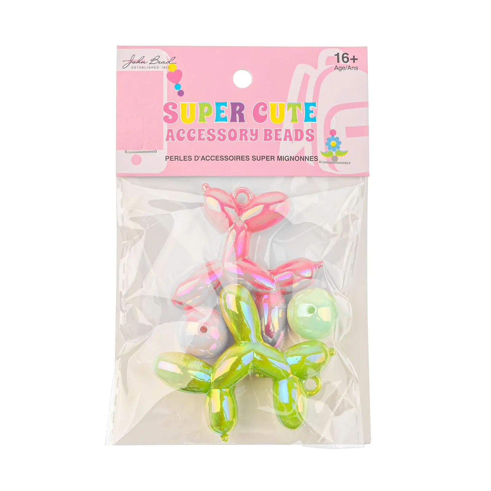 John Bead Super Cute Collection Colorful Acrylic Dog / Bear-Shaped Beads for Crafting DIY Accessories