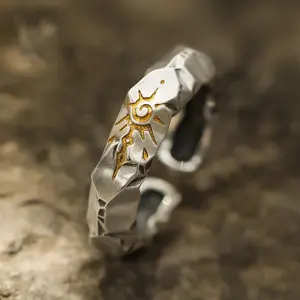 Wishing Stone Self-Discipline Ring Super Eye-Catching!Thai Silver Texture Full, Exclusive Silver Jewelry for Trendy Men, High-End and Unique