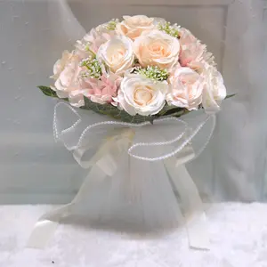Champagne Color Wedding Rose Plastic Marriage Certifie Bride Bouquet Artificial Flower Photography Props Gift