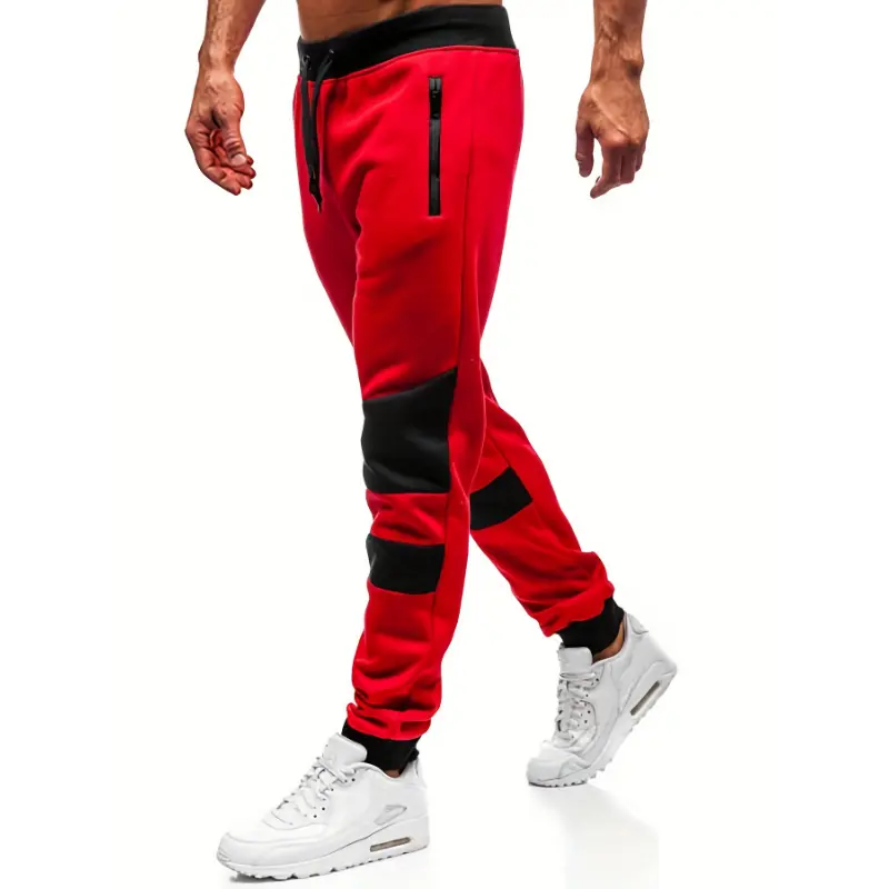 [Four Seasons Fitness Joggers] Color Block Joggers, Men's Casual Loose Fit Slightly Stretch Waist Drawstring Pants For The Four Seasons Fitness Cycling