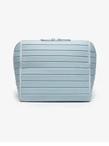 Large Capacity Waterproof Hard Shell Makeup Bag,Stripe Pattern Cosmetic Organizer for Travel & Daily Commute ,Durable PVC Toiletry Case with Divided Compartments for Beauty Essentials20x18x11cm,YM92