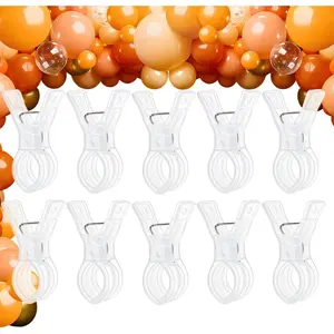10 Pack 3.5 Inch Transparent Plastic Balloon Arch Clips Heavy Duty Spring Clamps for Backdrop Party Decoration Crafts and Photography Studios