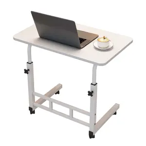 Adjustable Standing Desk with Wheels – Portable Height Adjustable Rolling Laptop Table – Mobile Utility Desk for Home Office, Study, Bedroom, White/Black