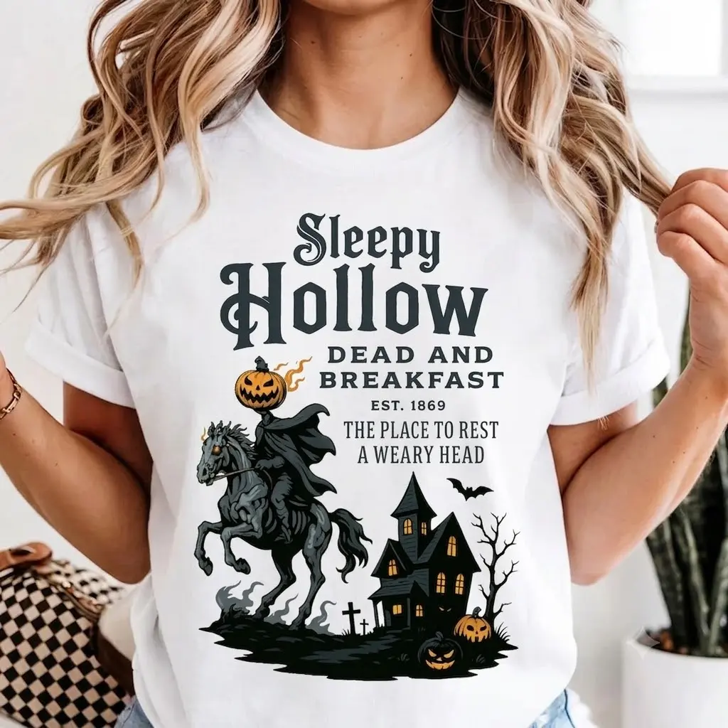 Sleepy Hollow Halloween Graphic Tee | Gothic Horror T-Shirt | Vintage Haunted Town Shirt | Spooky Season Unisex Cotton Shirt | Dark Aesthetic Fan Gift