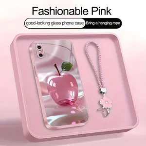 Luxury Crystal Apple Phone Case Metallic Cover with Lanyard for iPhone XS--975