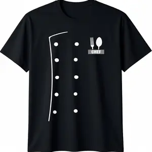 Chef Costume Coat Uniform Funny Cook Jacket for Cooking Cotton T-Shirt Menswear Clothes
