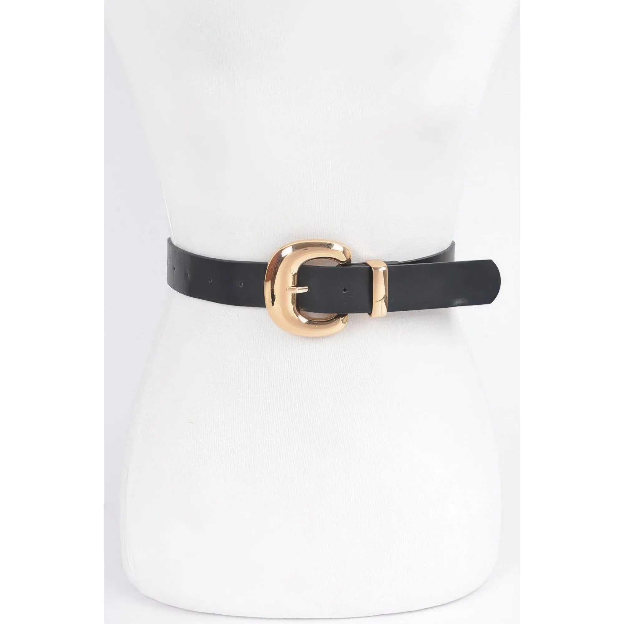 Faux Leather Metal Buckle Belt