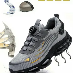 Unisex Anti-Smash Safety Shoes, Steel Toe Caps, Anti-Slip, Breathable,Industrial Construction Sports Rotatory Lace-Free Casual Hiking Shoes Footwear Boy outdoor work shoe