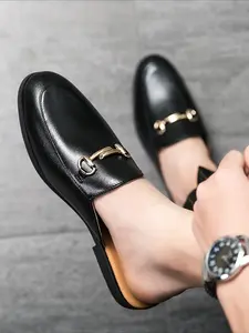 1 pair of men half drag M ü ller shoes with low heels flat bottom comfortable breathable casual shoes Mule Shoes