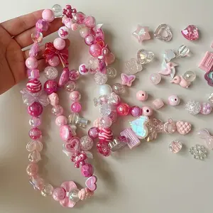 100g Cute Acrylic Mix Beads Kit – UV Coated Rabbit Flower Bear Heart Charms for DIY Bracelet Making, Phone Charms, Necklaces, Bag Accessories, DIY Beading Accessories, Gift for Girls, DIY with Charms, Bead Kits