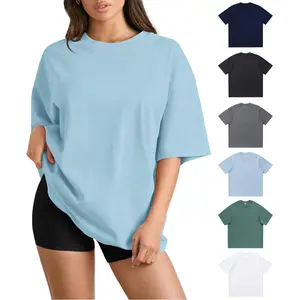 Women Cotton Basic Oversize T-Shirts for Unisex,Crew Neck Short Sleeve Summer Shirts,Solid Loose Fit Tshirt, Plain Workout Tops, Undershirts