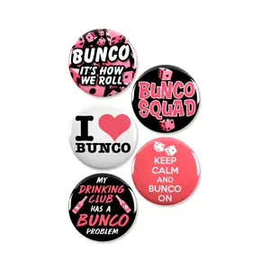 5 Pack - Funny Bunco Game Night Pinback Buttons - 2.25 Inch