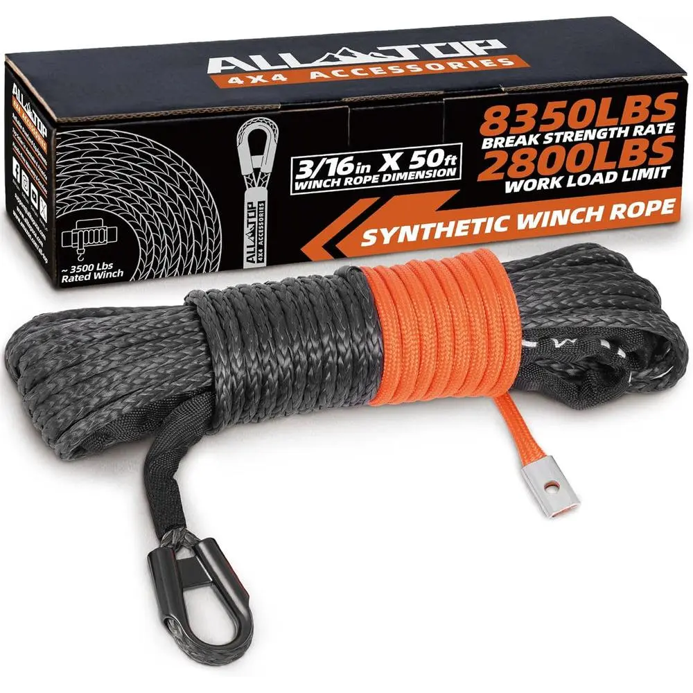 Synthetic Winch Rope Cable - 3/16" x50ft - 8350LBS Synthetic Winch Rope Cable - 3/16" x50ft - 8350LBS
