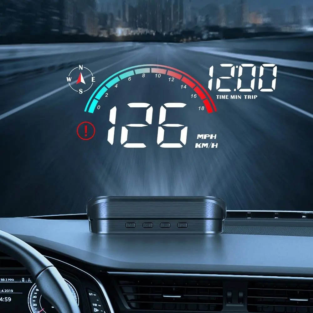 Car HUD Head-Up Display - OBD Universal Speedometer, Compass Projector, Electronic Video Surveillance Automotive Accessory