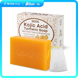 QOOQ Turmeric & Kojic Acid Soap Dark Spot Remover for Face + Body | Lab Tested + Bubble Net Included | Vitamin C, Retinol & SLS-Free Formula Outdoorfun