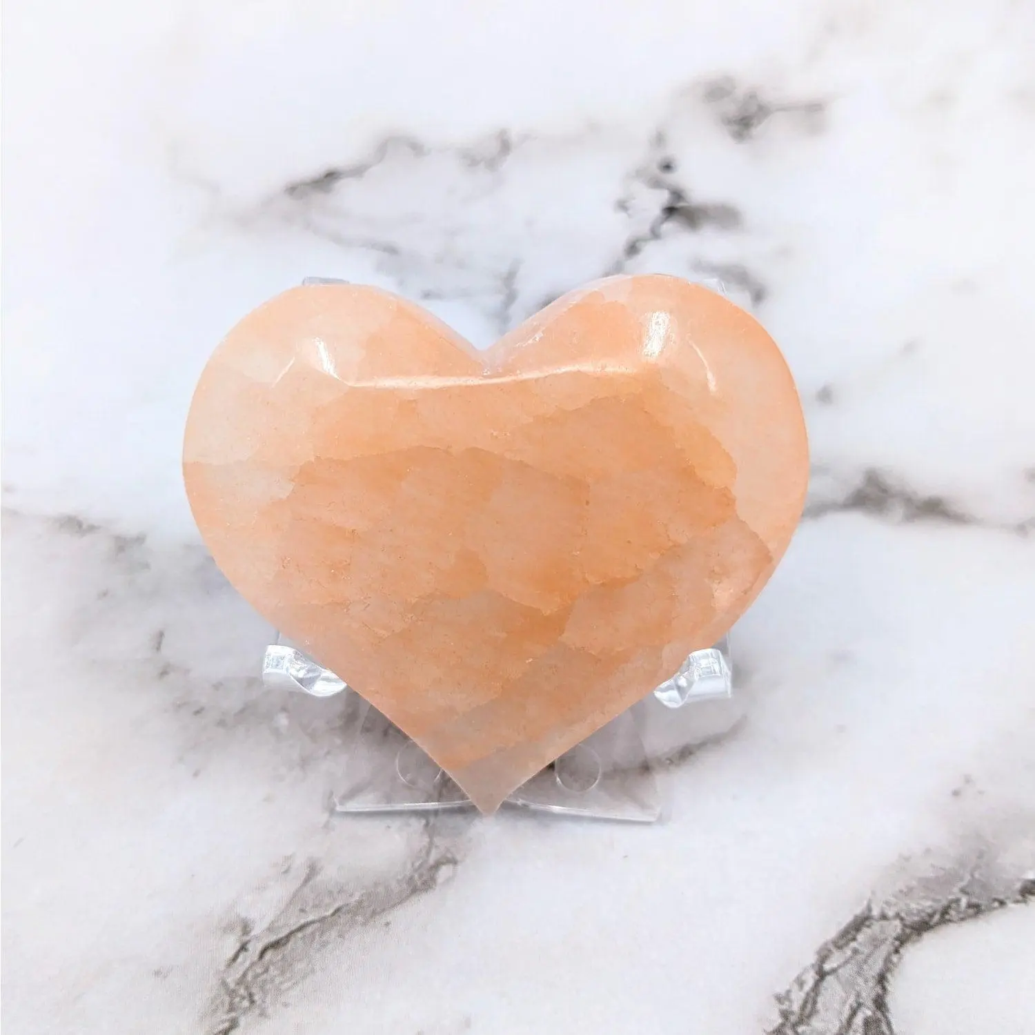 Peach Selenite Heart Polished Stone 2.1 inches