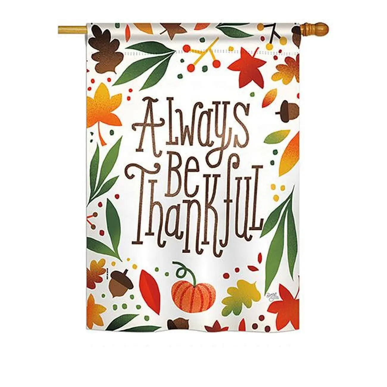 Breeze Decor BD-HA-H-113074-IP-BO-DS02-US 28x40 in Vertical Decorative House Flag, Double-Sided Seasonal Harvest & Autumn Impressions, Weatherproof Soft-to-the-Touch Reusable Indoor Decor - Always Be Thankful Fall