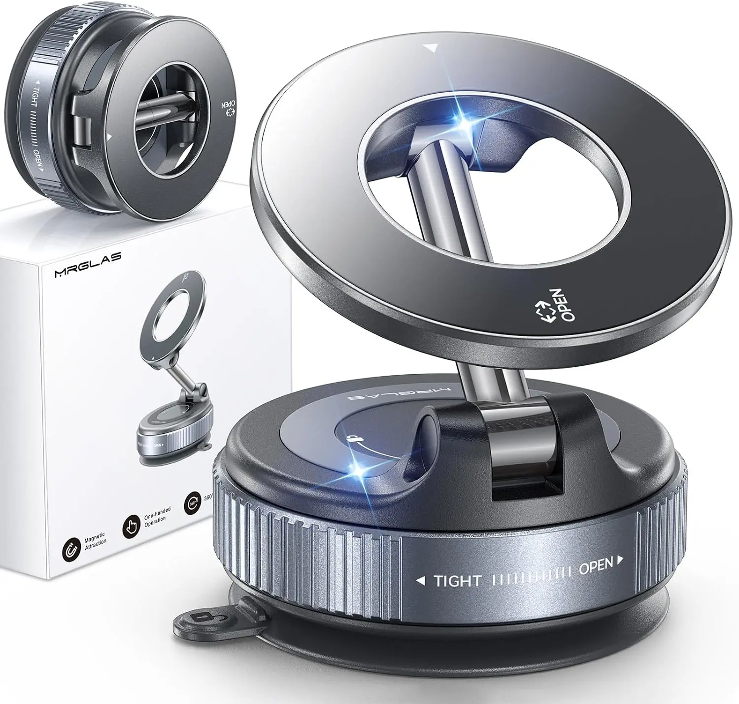 2026 Upgraded for MagSafe Vacuum Car Phone Mount| 2800gf Strong Magnetic Phone Holders for Your Car, 360° Adjustable 98LBS Suction Cup Car Mount for iPhone 12–17 Pro Max