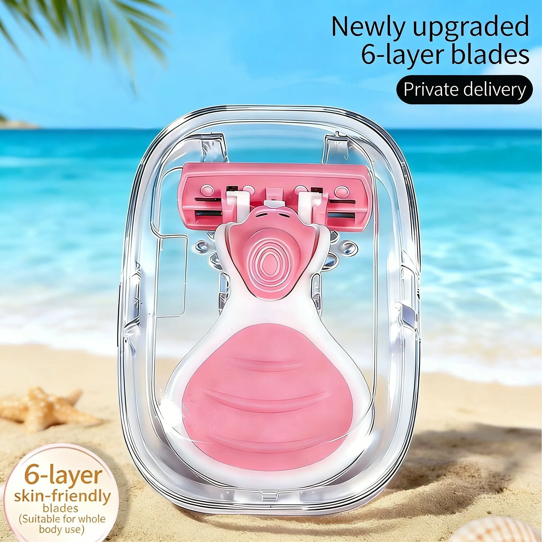 6-Layer Shell Soap Head Razor, Women's Underarm and Intimate Hair Removal, Portable Travel Shaver, Manual Razor for Smooth Skin, Body Care