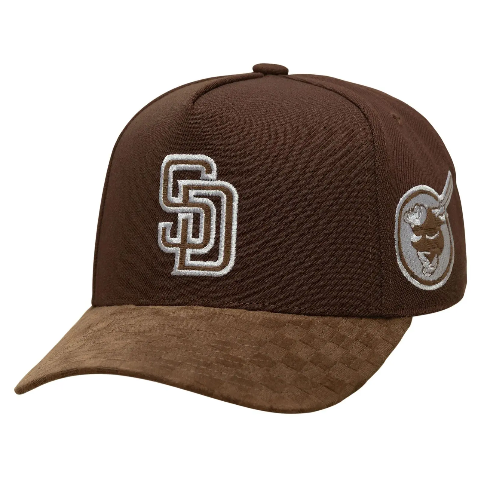 San Diego Padres Brown Check It Select It Pro Pinch Strapback Hat MLB Throwback Cap Adjustable Fan Gear Mitchell & Ness