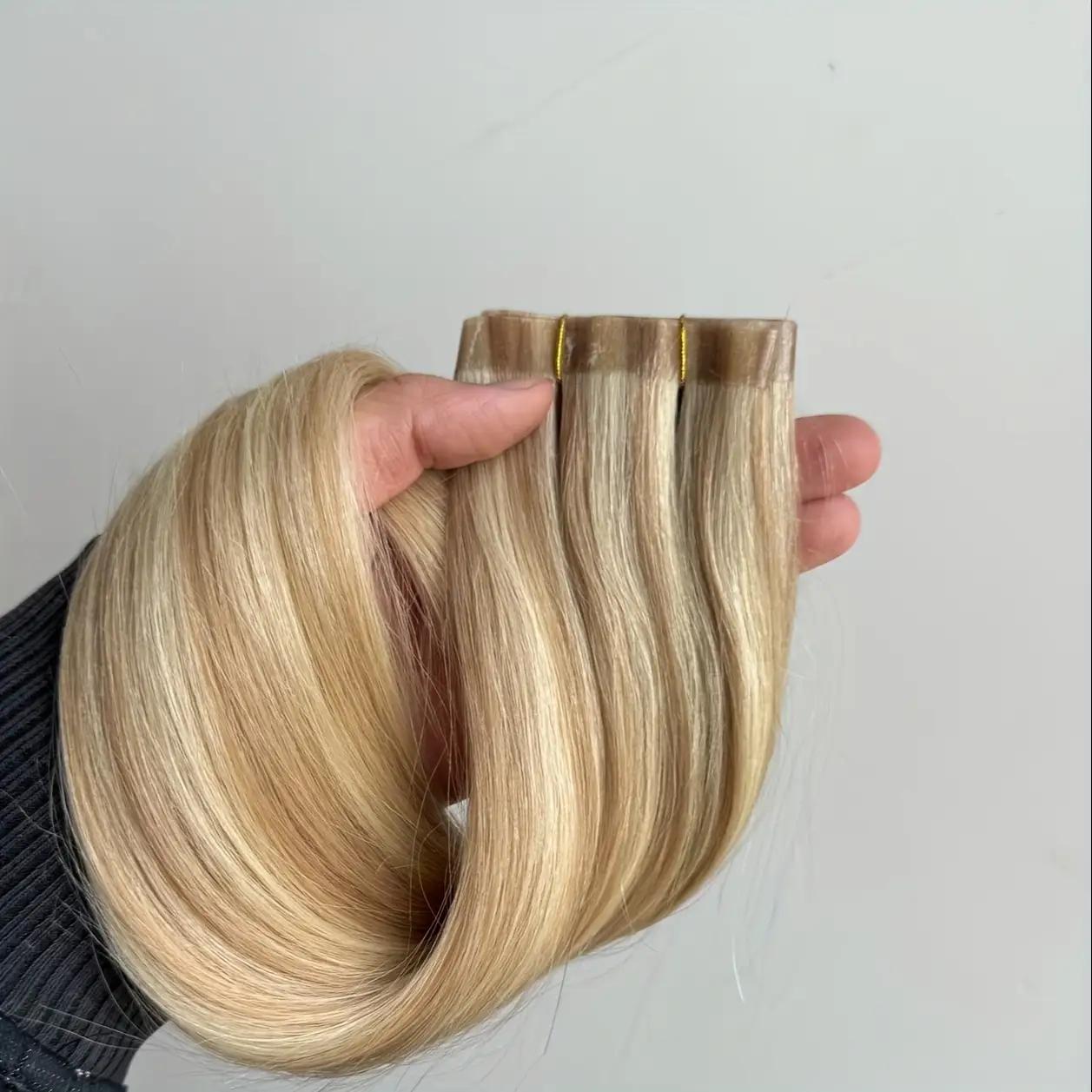 Long PU Weft Human Hair Bundles 12-28 Inch, No Glue Required, 80cm PU Weft 50g, Natural Real Human Hair Extensions, Salon Grade Quality