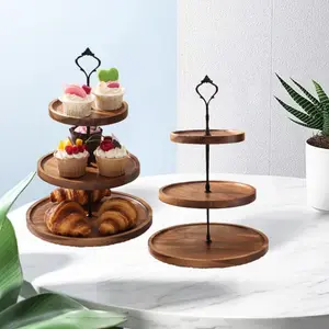 Multi-Layer Cake Stand, 2-3 Tier Cupcake Display Rack, Perfect for Weddings & Parties, Rustic Farmhouse Style Decor, Durable Wooden Material