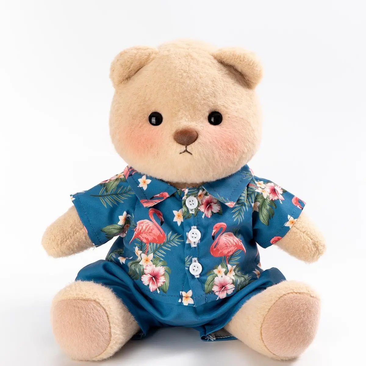 Getahug Tropical Flamingo Shirt Jointed Teddy Bear - 12 in Standing Cuddly Doll Gift, 7.5 in Width Plush Design Cute Stuffed Toy, 100% Handcrafted, 1 Gift Box Included, 30-Day Hassle-Free Returns & Exchanges, Cute Stuffed Animals, Cute Stuffed Animal, Cut