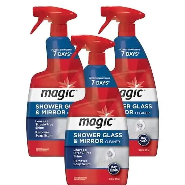 Magic 28 oz. (3 Pack) Household Citrus Glass Cleaner Spray - Hard Water Stain & Soap Scum Remover, No-Rinse, Water-Repelling Sheeting Action, 7-Day Spotless Protection, Stay Clean Tech for Shower Doors & Mirrors, Cleaning