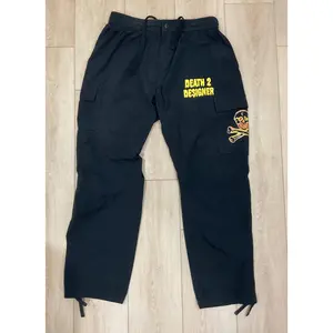 Death 2 Designer “CROSSBONES” WINDBREAKER CARGO PANTS - Black