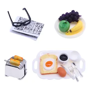 15pack 1:12 Dollhouse Mini Bread Maker Realistic Fruit Breakfast Set Miniature Food Toy Scene Props & Model Handcrafted Models