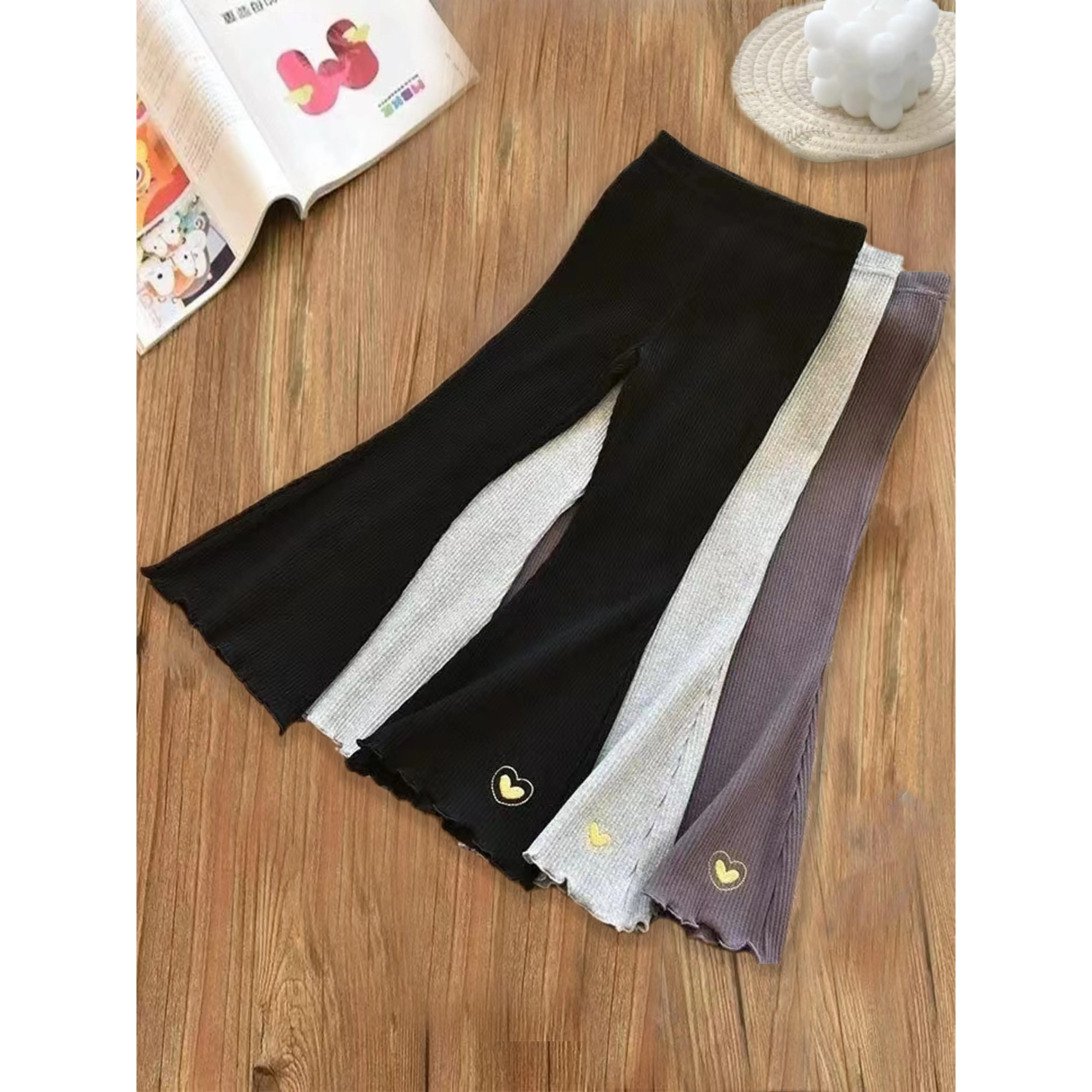 Girls' Flared Pants - Slim Fit Long Pants for Kids, Slimming Casual Pants