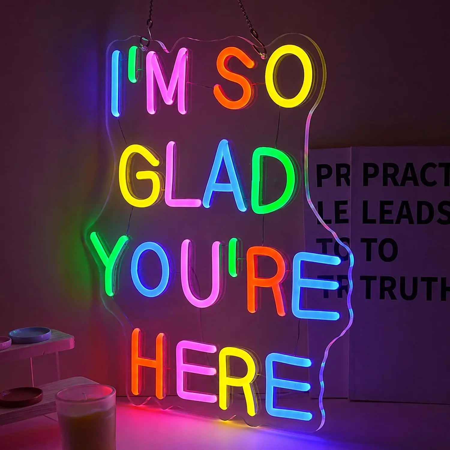 I’m So Glad You’re Here LED Illuminated Neon Sign for Home Decor, Illuminated Sign, Led Signs