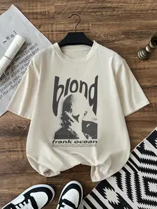 Women's Blond T-shirt, Vintage Graphic Tee, Casual Loose Short Sleeve T-shirt for Daily Wear, Ladies Clothes for All Seasons, Top