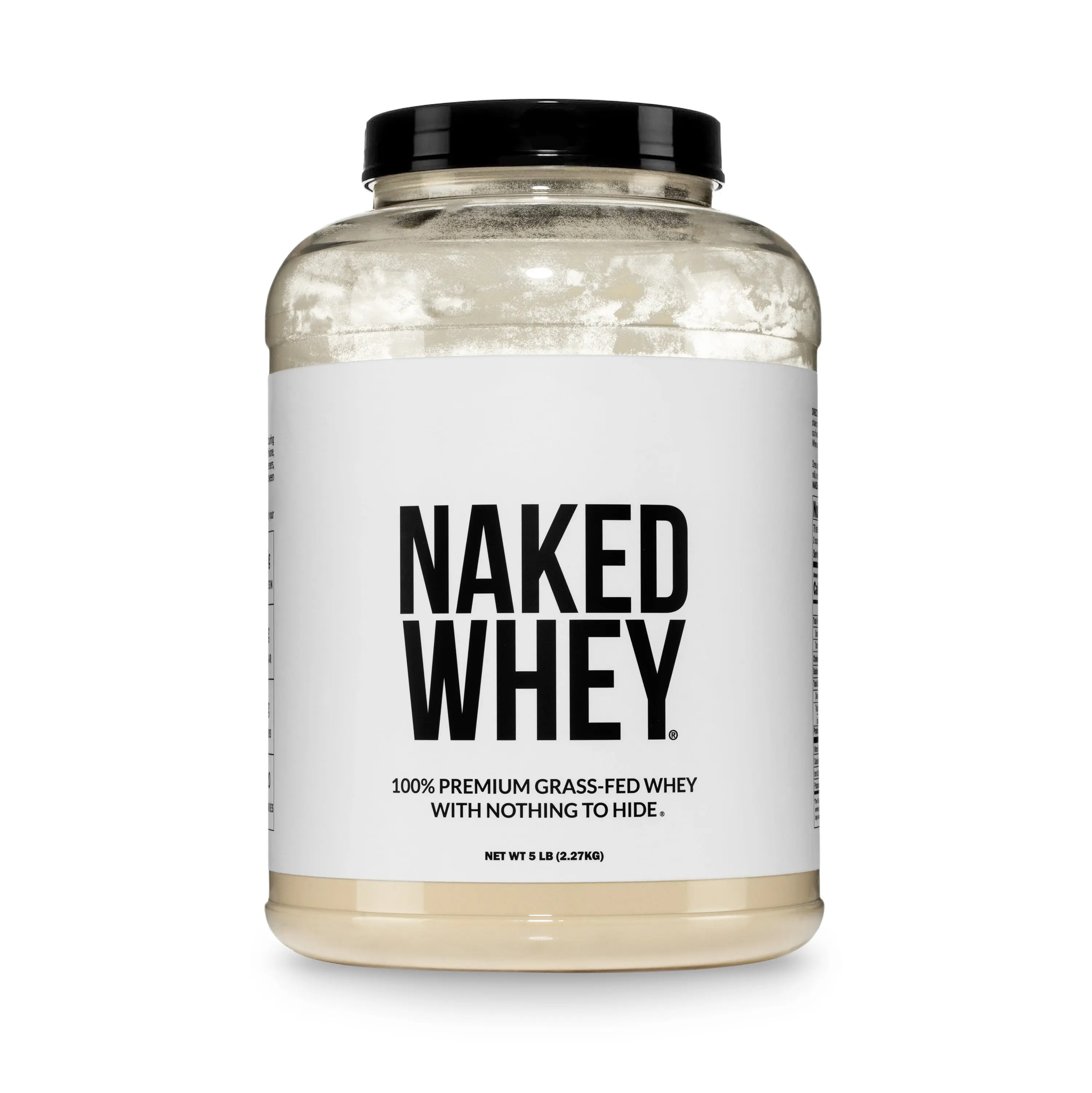 Naked Whey Unflavored - 100% Premium Grass Fed Whey Protein Powder - 5LB Grass-Fed, Non-GMO, No Additives, 25g Protein, 5.9g BCAAs - Only 1 Ingredients