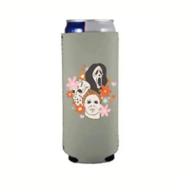 Retro Horror Koozie - Spooky Vibes & Retro Horror Look - Chilled Drinks & Ready for Challenge - Adventure Spirit Design