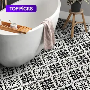 Moroccan Style Flower Pattern Floor Stickers, 12pcs/Set Waterproof Self-Adhesive Floor Tile Decals, Decorative Adhesive Stickers for Home, Kitchen & Bathroom #GLOBAL PICKS