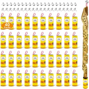 40 Pack Fruit Fly Traps for Indoor, Fly Traps Outdoor, Sticky Fly Trap Strips Tape Killer Catcher Paper Ribbon, Flying Insect Trap for Bug, Gnat, Insect, Pest, Mosquito