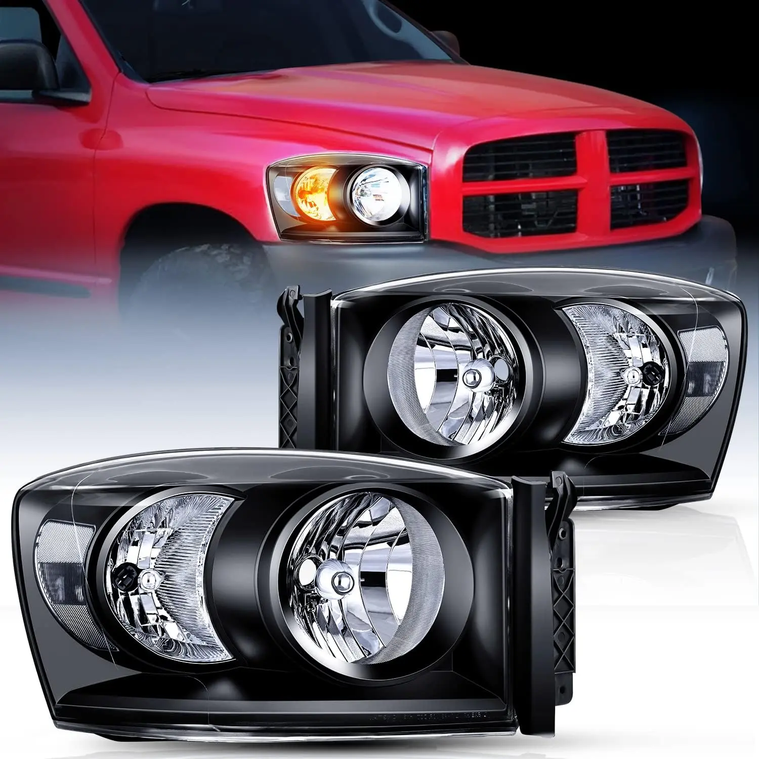 Nilight 2-Pack Headlight Assembly, OE Standard, IP65 Sealed, Easy Install Plug-N-Play Headlamp Replacement for 2006-2008 Ram 1500 & 2006-2009 Ram 2500/3500 (Driver & Passenger Side)