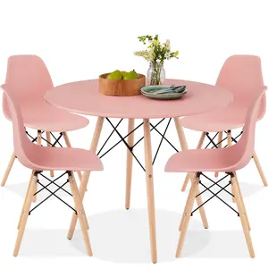 Best Choice Products 5-Piece Compact Mid-Century Modern Dining Set w/ 4 Chairs, Wooden Legs Best Choice Products 5-Piece Compact Mid-Century Modern Dining Set w/ 4 Chairs, Wooden Legs
