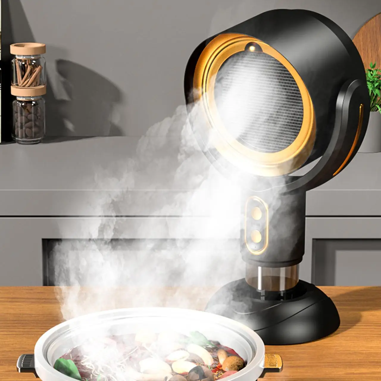 Desktop Range Hood, 1 Count Rechargeable Oil Fume Purifier Exhaust Fan, Portable Kitchen Appliances for Indoor Barbecue, Hot Pot, Camping Travel, Kitc