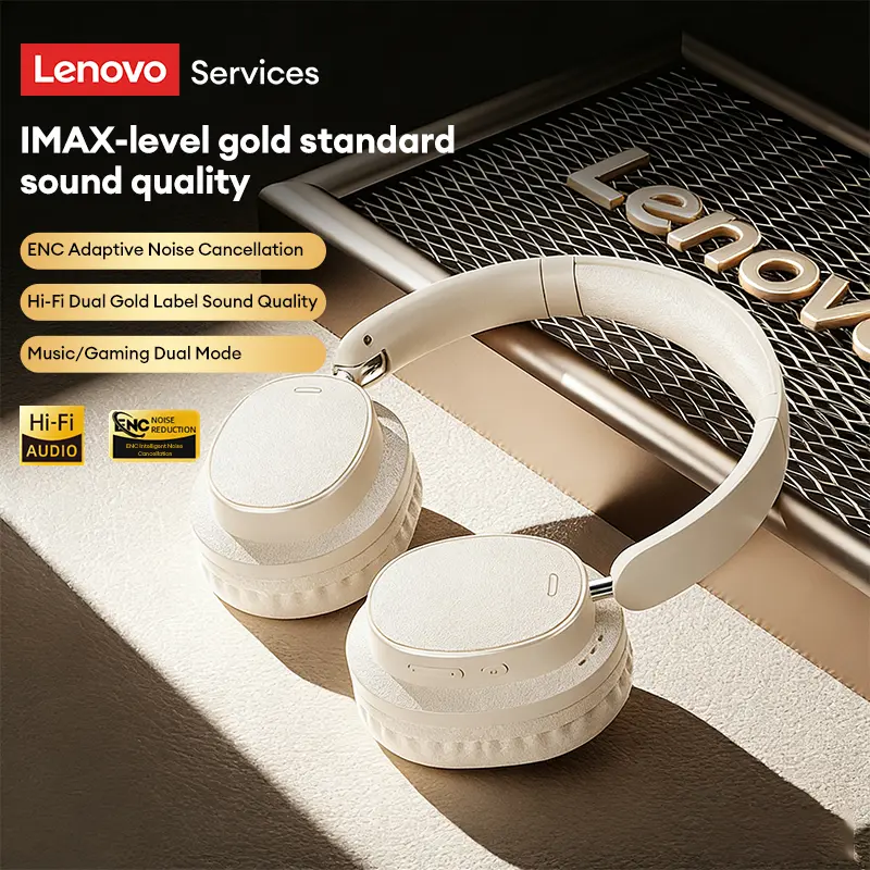 Lenovo LS105 Over-Ear Wireless Headphones, Bluetooth 6.0, 30H Battery Life, ENC Call Noise Reduction, Hi-Fi Stereo Sound, 3D Panoramic Surround Sound, HD Microphone, Comfortable Fit for Music, Work & Daily Use, Compatible with Android & iOS