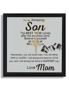 1 piece gold crown cross pendant necklace Exquisite Jewelry Gift birthday gift box from mother to son with blessing card and box